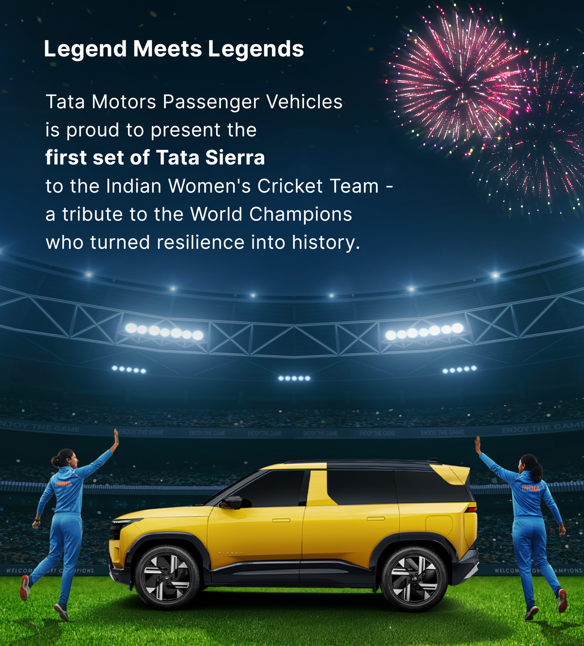 Tata Motors Passenger Vehicles to present Tata Sierra to India’s World Cup–Winning Women’s Cricket Team